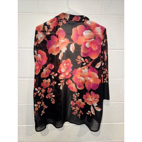 Susan Graver Kimono Cardigan Bundle (3) Floral Chiffon Cardigan Large - Picture 4 of 9